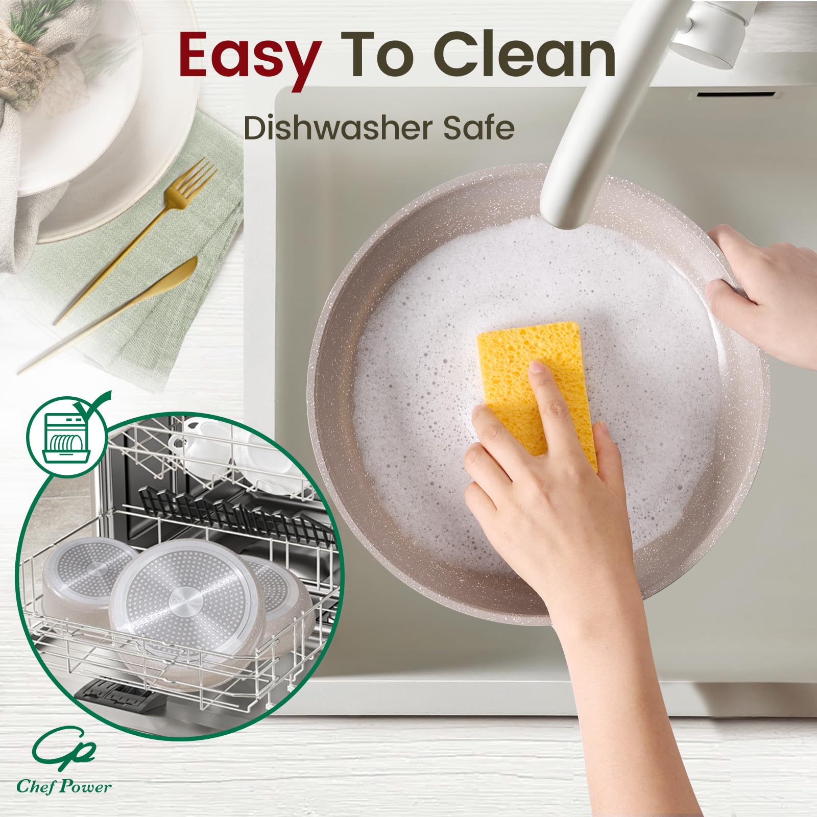Chef Power oven-safe up to 550°F with silicone lids for baking