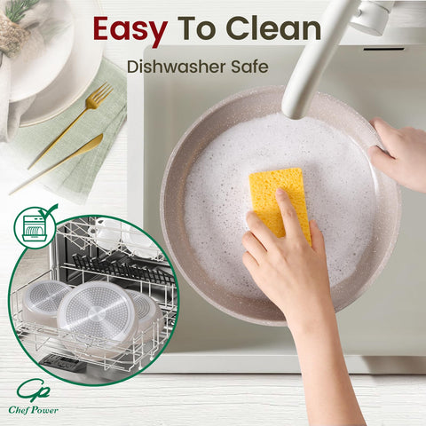 Chef Power oven-safe up to 550°F with silicone lids for baking