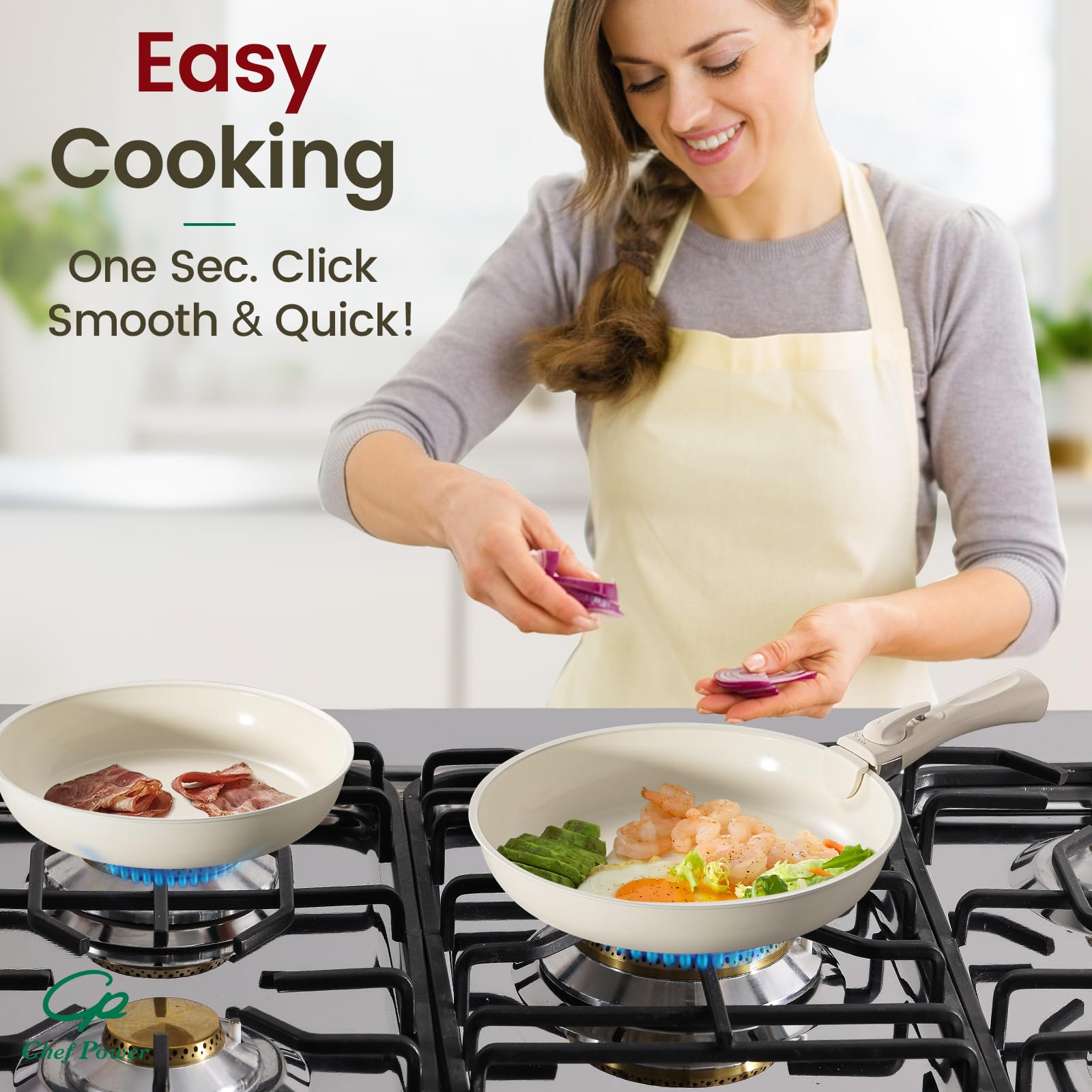Chef Power sealing lids providing airtight storage and protection.