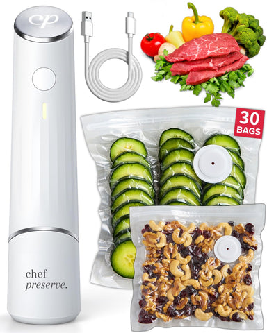 Chef Preserve compact handheld sealer in action extending freshness up to five times longer
