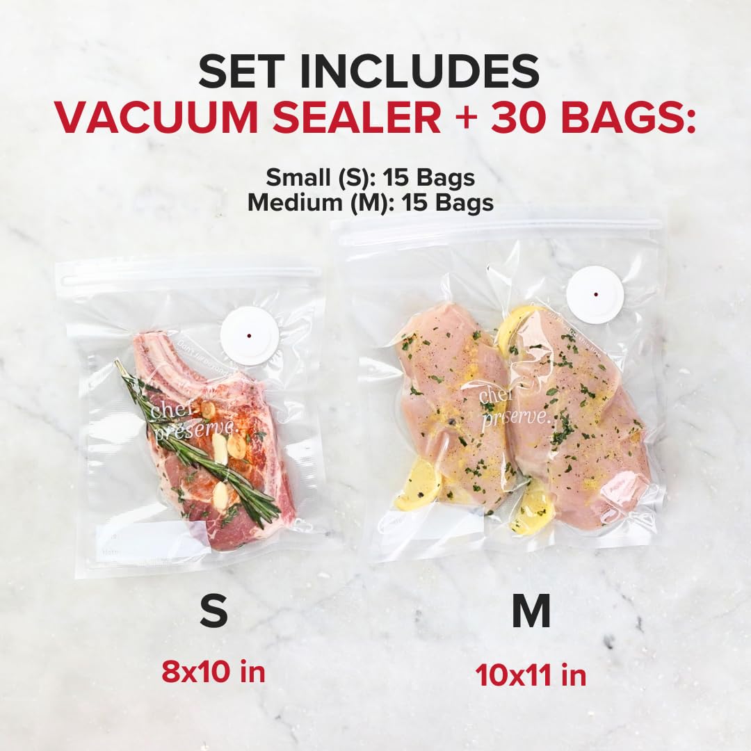 Chef Preserve in-use sealing a bag in five seconds at the counter
