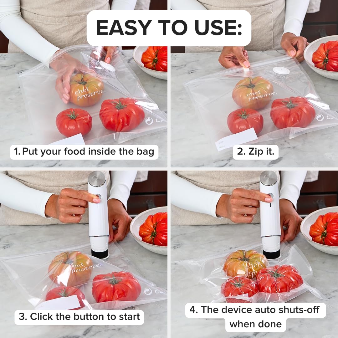 Chef Preserve sealed bags shown ready for leftovers storage