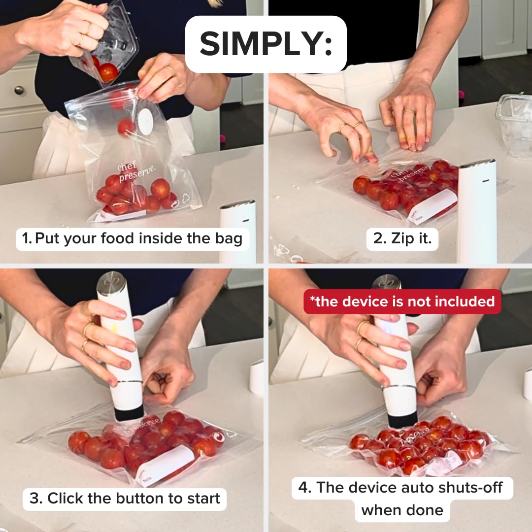Chef Preserve microwave-safe bags ready for reheating, unseal and heat with ease.