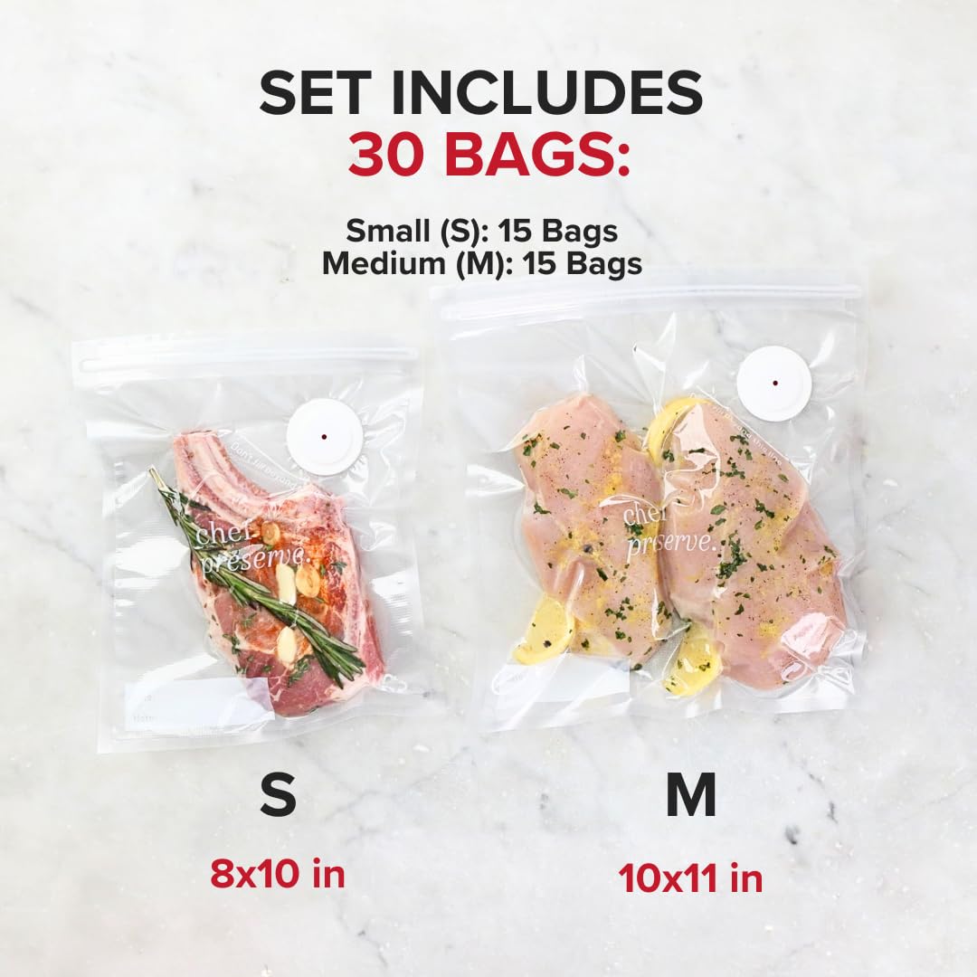 Chef Preserve reusable vacuum bags 10x11 ideal for batch meals and freezer storage.