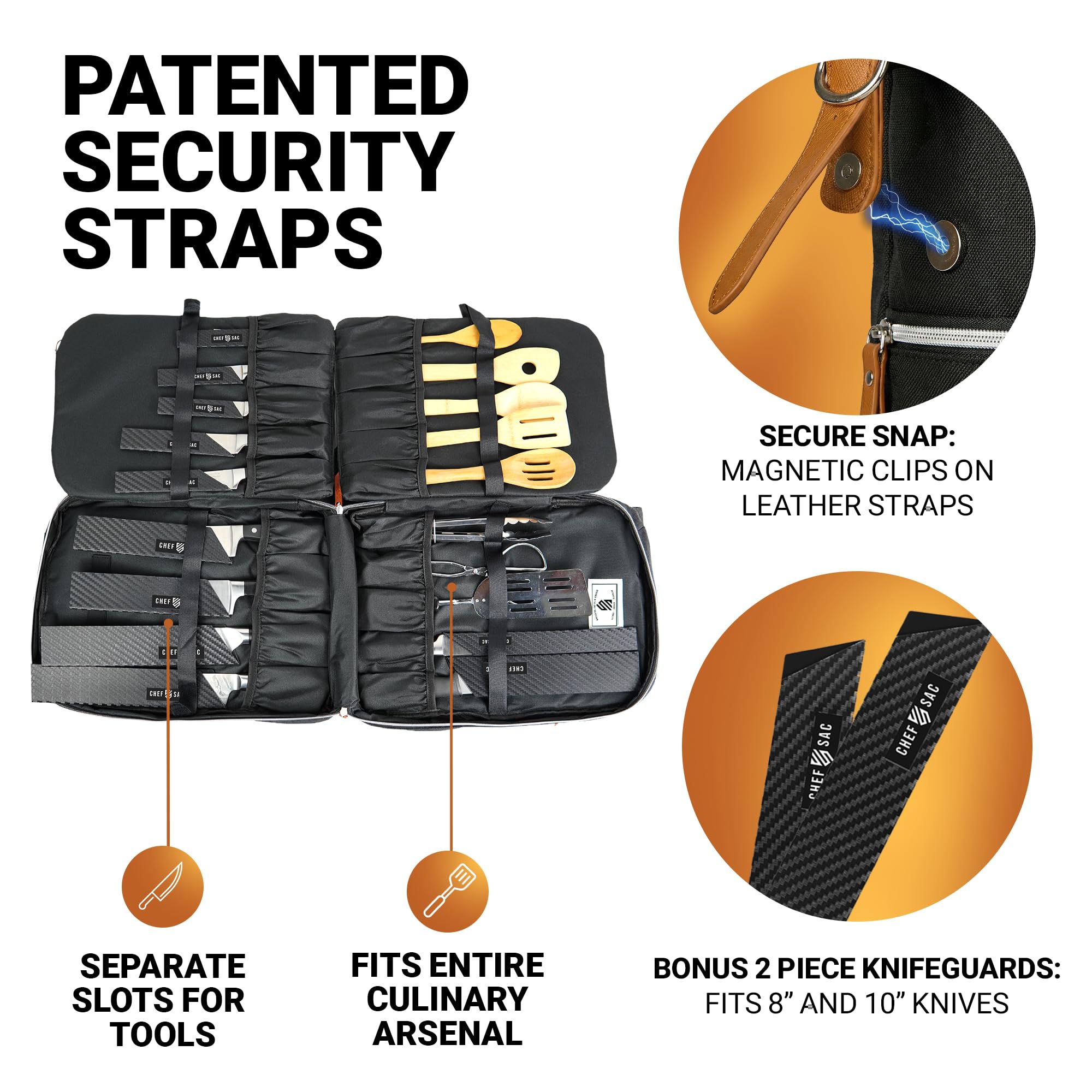 Chef Sac hidden tablet-pocket image highlights discreet tech storage.