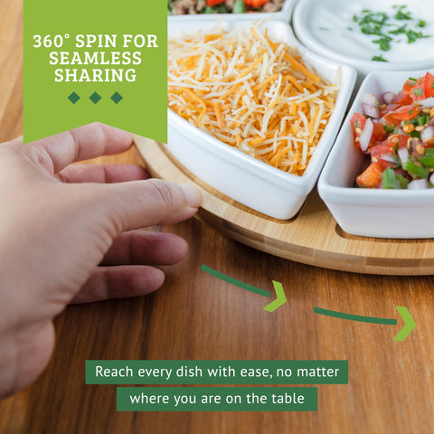 Chef Tacos removable trays simplify refilling and reheating toppings during parties.