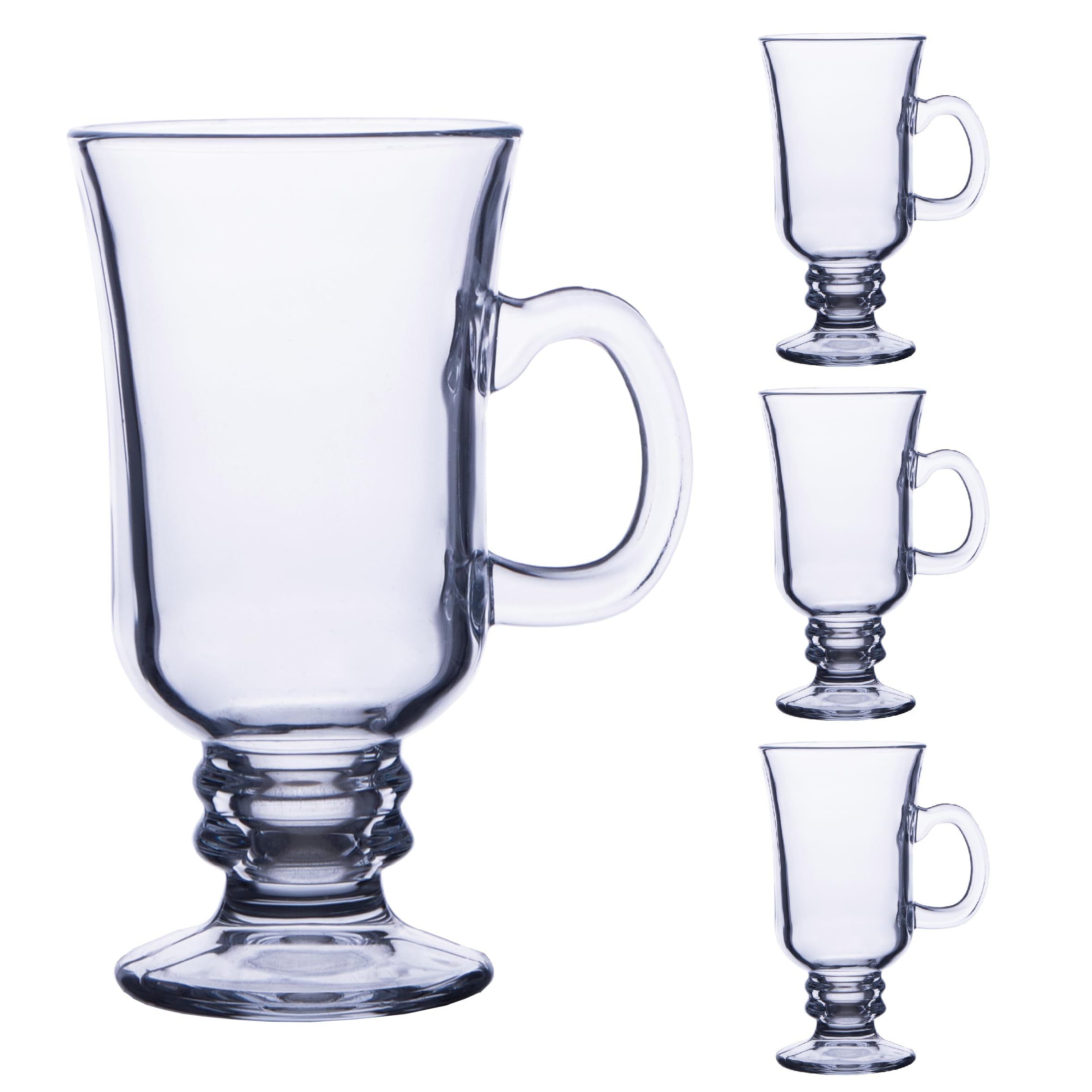 Chefcaptain Irish coffee glasses 4-piece set offers generous 8 oz capacity for cozy mornings.
