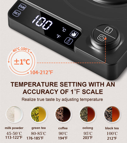 Chefess Gooseneck Kettle LCD display shows set and real-time temperatures clearly.