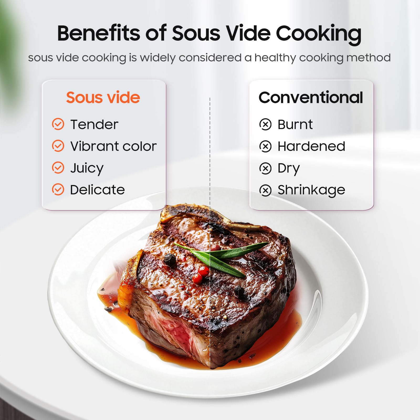 Chefess sous vide cooker displaying temperature range 25-95°C