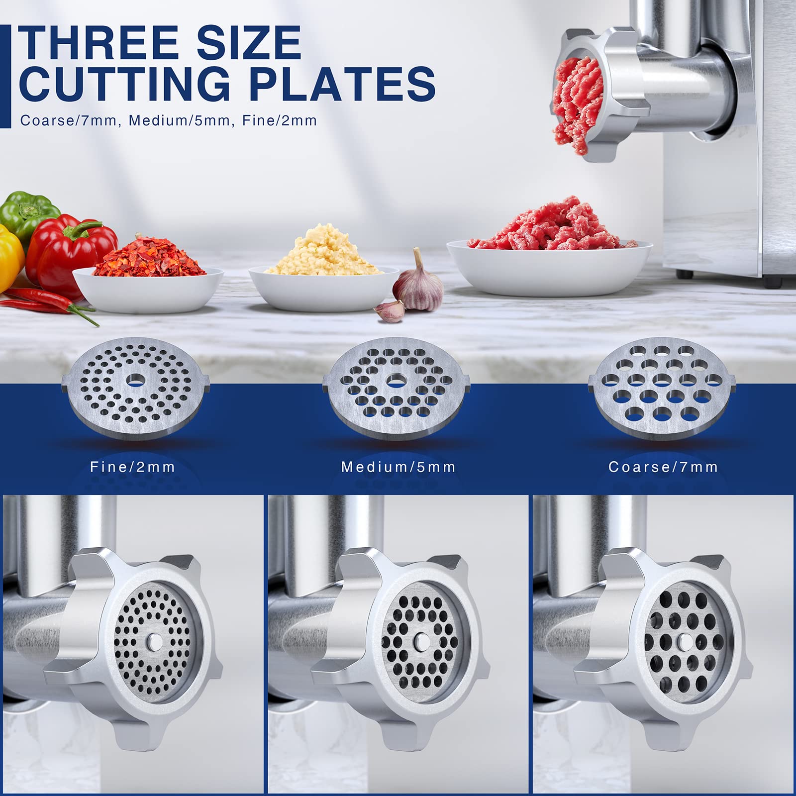 Using CHEFFANO grinder at home makes quick minced meat and vegetables.