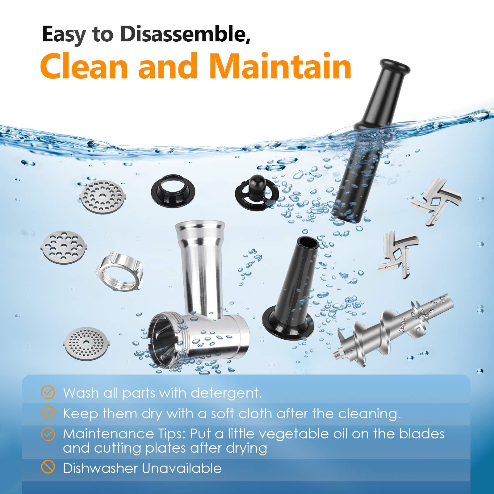 CHEFFANO sausage stuffer attachments enable quick batch processing.