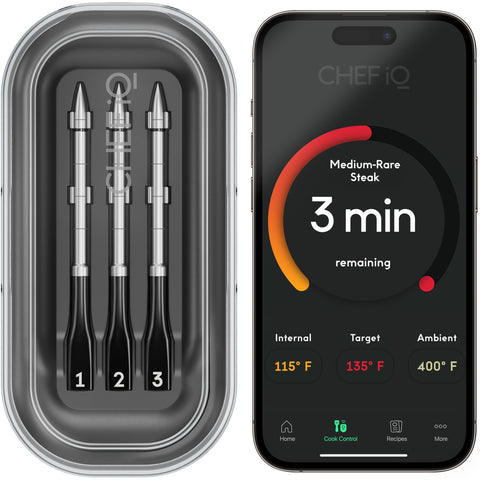 CHEF iQ Sense with three ultra-thin probes for multi-dish monitoring.