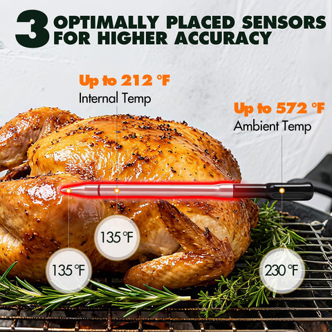 ChefLab AI Meat Thermometer app offers recipes and customizable cooking profiles.