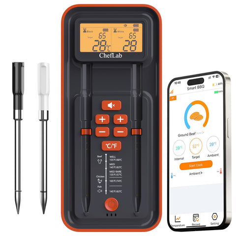 ChefLab AI Meat Thermometer dual-probe enables precise monitoring of two dishes.