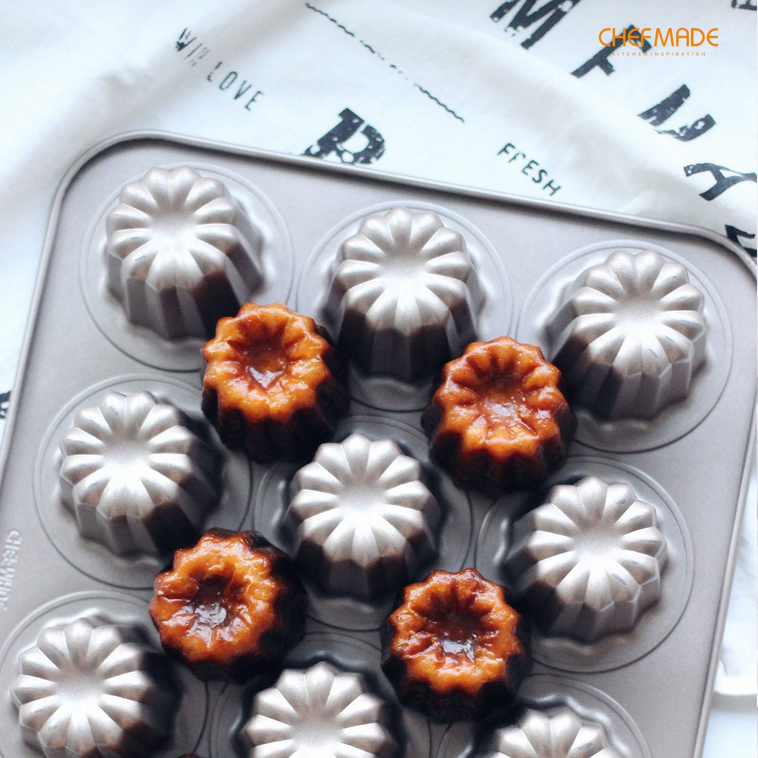 CHEFMADE canele mold demonstrates easy release and quick cleanup after baking.