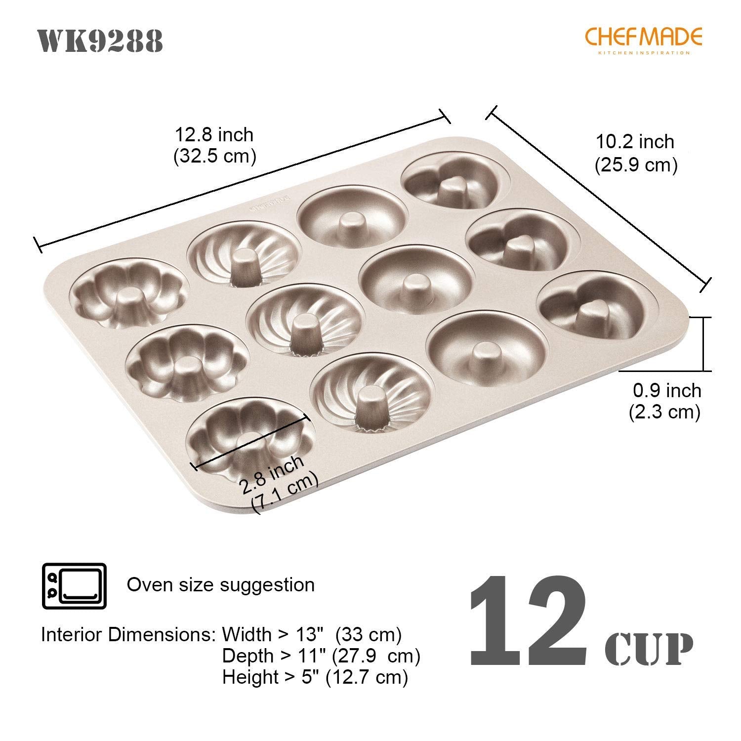 CHEFMADE Champagne Gold donut bakeware adds style while delivering consistent results.