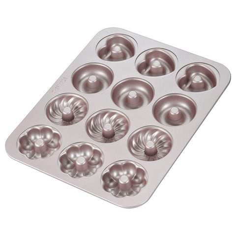 CHEFMADE donut mold cake pan with 12 cavities for even baking and easy release.