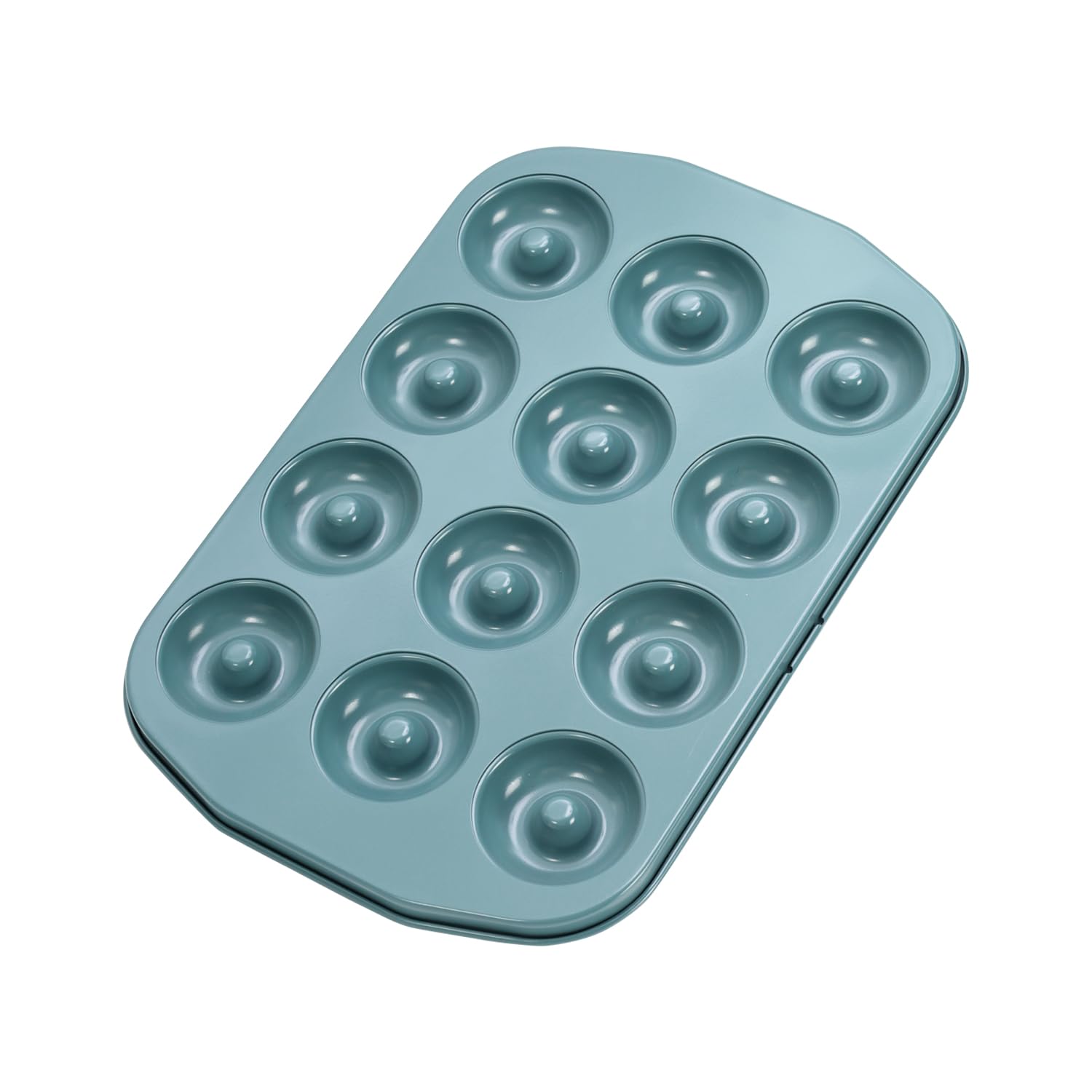 ChefMade donut pan 12-cavity green for even baking and quick release.