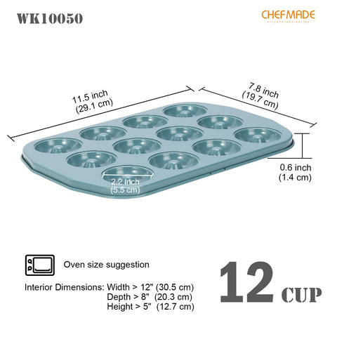 ChefMade donut pan with nonstick silicone coating for effortless release.