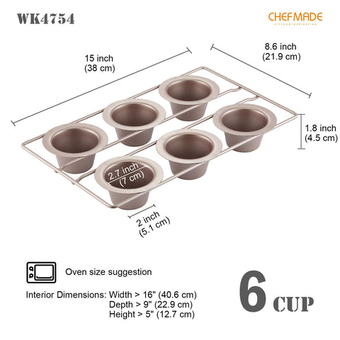 CHEFMADE Popover Cake Pan with non-stick surface for easy release