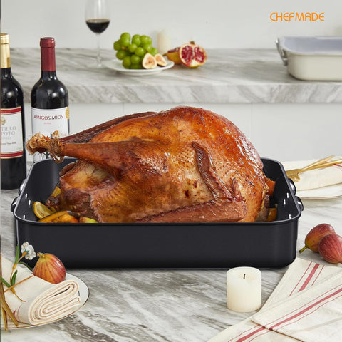 CHEFMADE roasting pan full meal highlights versatility for casseroles and bakes.
