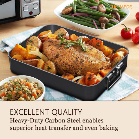 Effortless clean-up with non-stick surface; dishwasher-safe when possible.