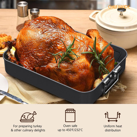 Sturdy side handles on CHEFMADE pan provide secure lifting and transport.