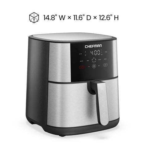 Chefman automatic shake alert helps even crisp during cooking.