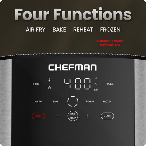 Chefman nonstick 8-quart basket is dishwasher-safe for easy cleaning.
