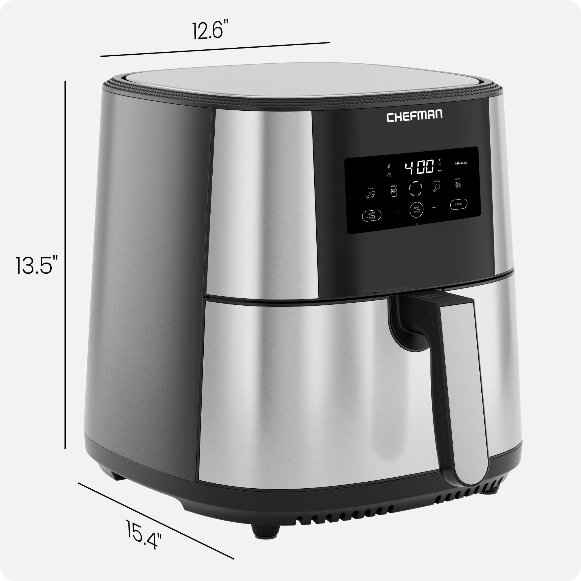 Chefman TurboFry 4-in-1 control panel enables easy multi-function cooking.