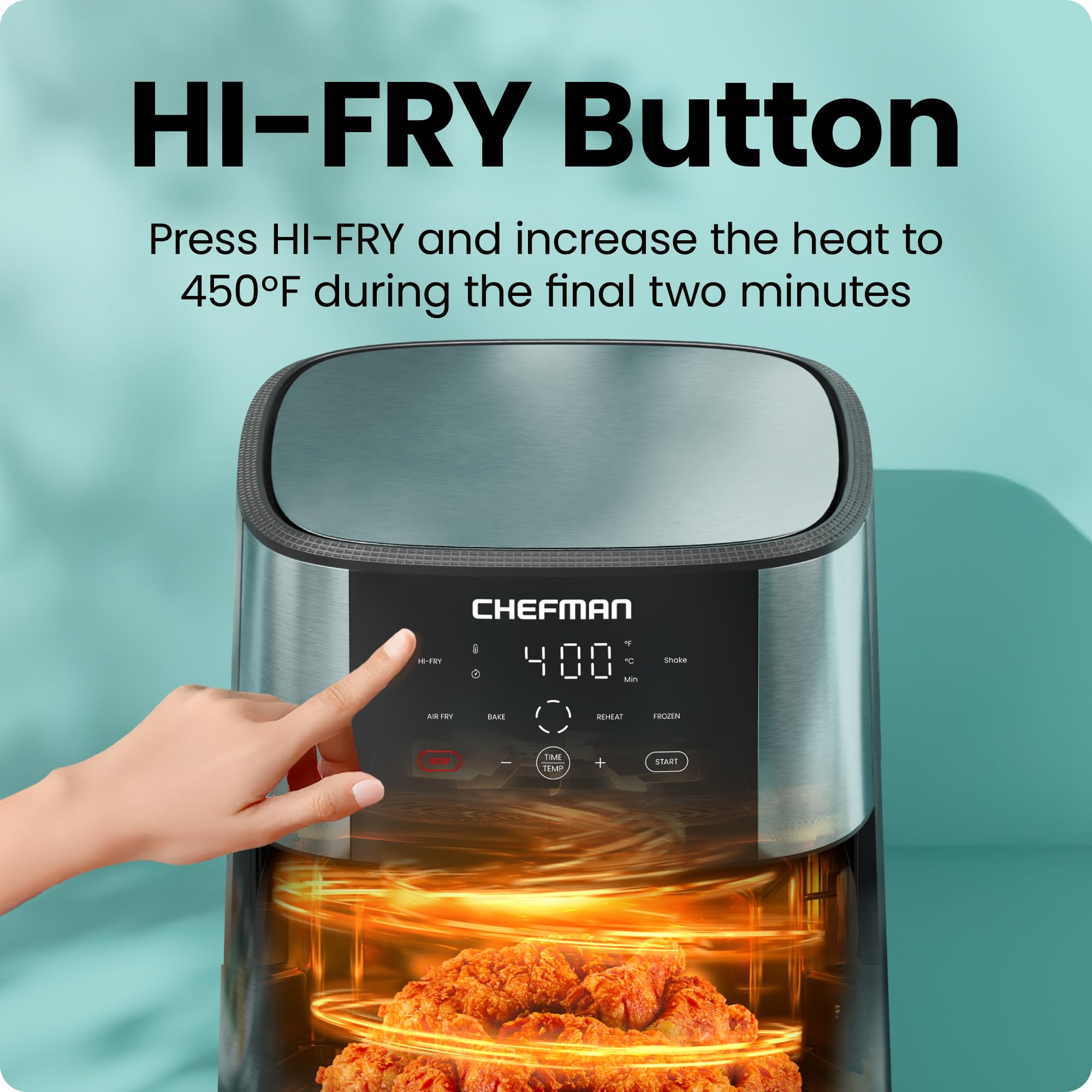 Chefman XL design emphasizes compact footprint with higher capacity.