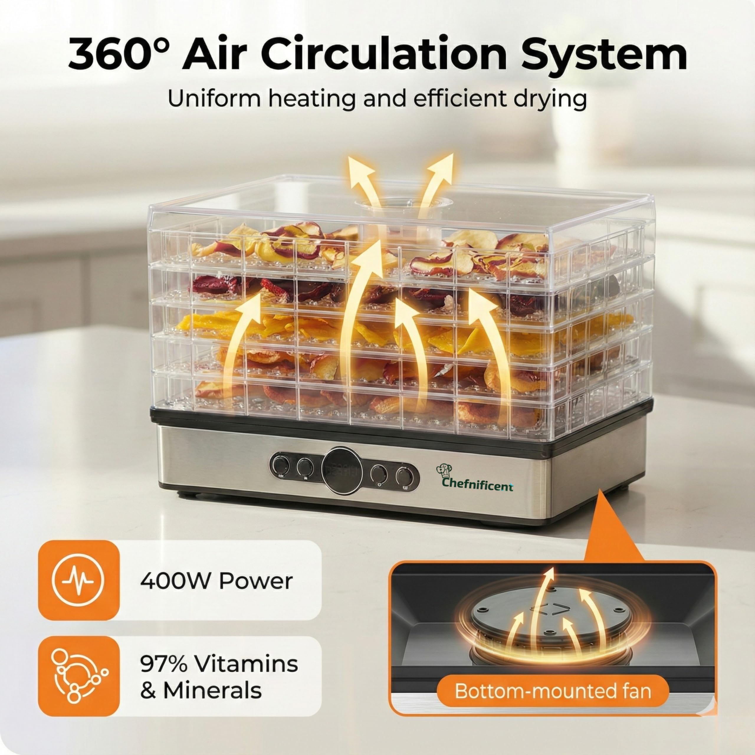 Chefnificent DryPro 400 compact design fits busy kitchen counters.