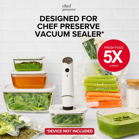 Chef Preserve glass vacuum-seal container, medium size ideal for meal prep and sauces