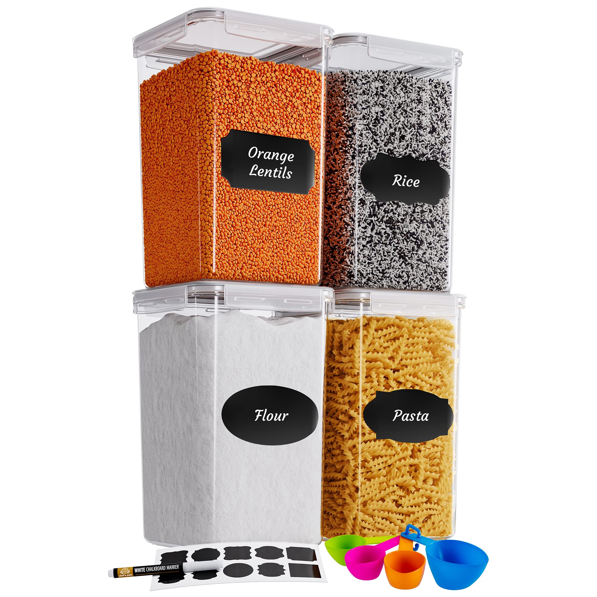 Chef's Path extra-large tall airtight container with silicone gasket keeps pantry staples fresh and easy to access.