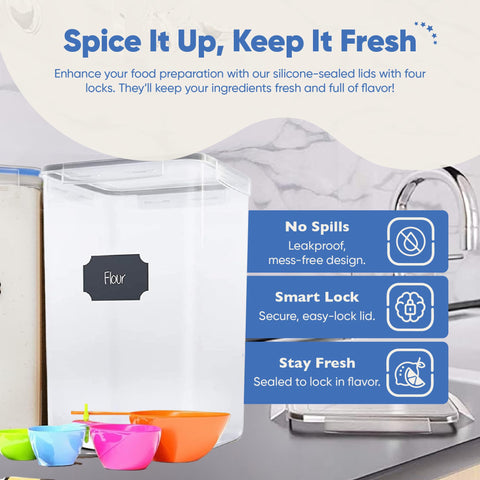 Chef's Path 6.5L capacity canisters suit bulk flour, rice, and dry goods storage.