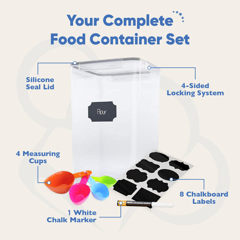 Chef's Path side-locking lids seal out moisture, ideal for flour and sugar storage.