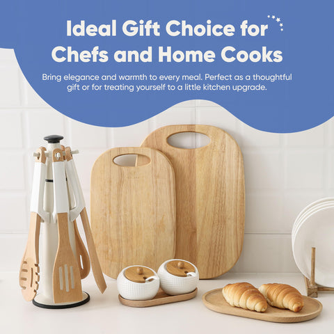Chef's Path beech wood utensils provide warp-resistant, cookware-friendly design.