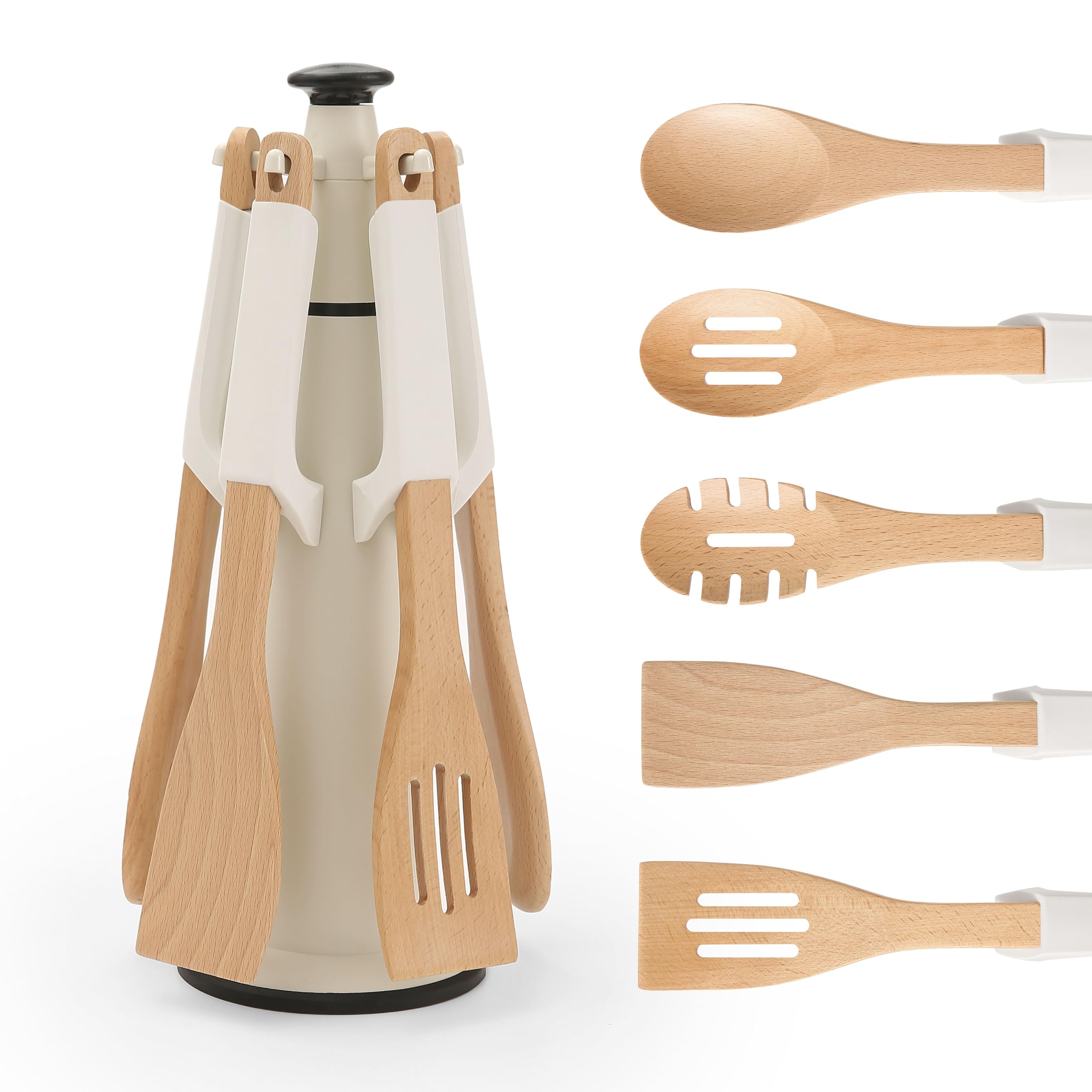 Chef's Path pasta server in beech wood for effortless serving.