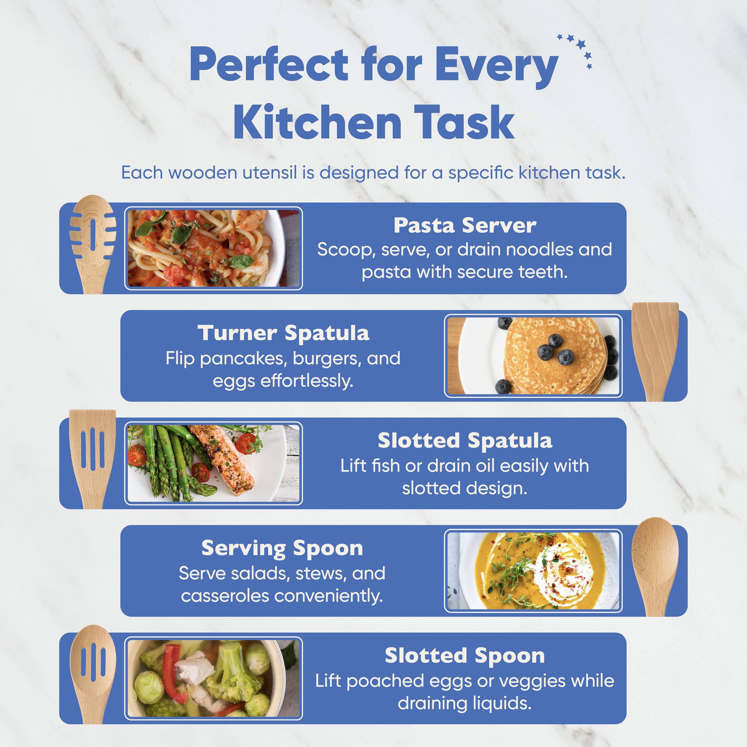 Chef's Path slotted spoon for cleaner serving with minimal drips.