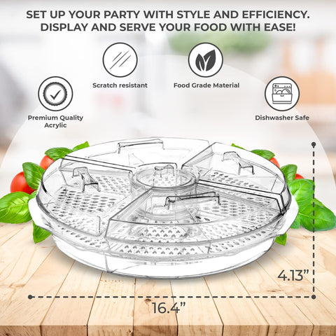 Chefs Star eight-compartment tray keeps foods neatly separated.
