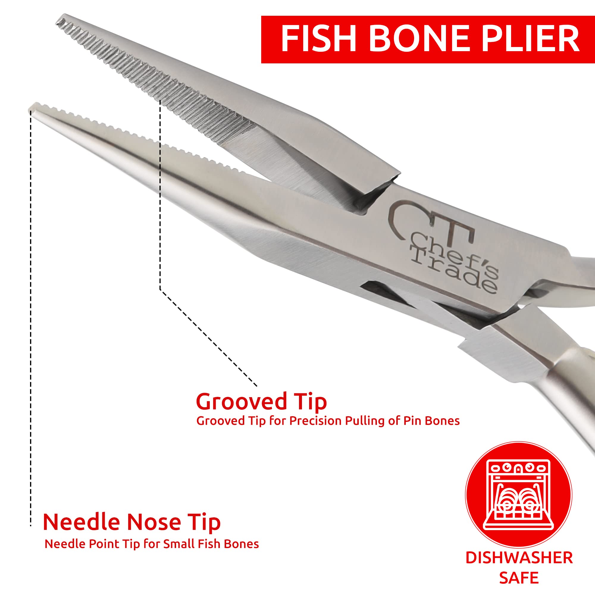 CHEF'S TRADE tweezers with non-slip grip for steady deboning