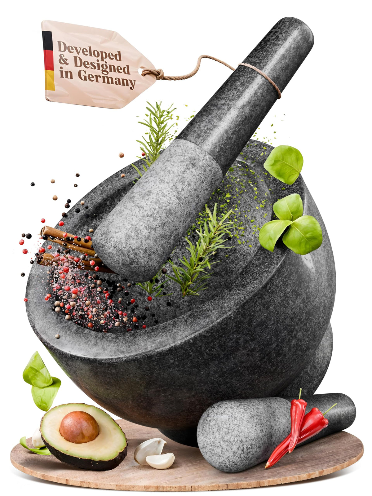 ChefSofi extra large mortar bowl ideal for batch sauces and dressings.