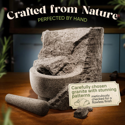 ChefSofi granite interior texture aids swift pulverizing of herbs and spices.