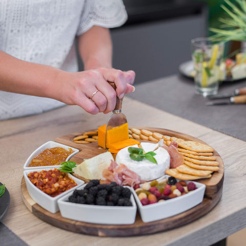 ChefSofi wide 13-inch serving tray fits crackers, cheese, and accompaniments with room to spare.