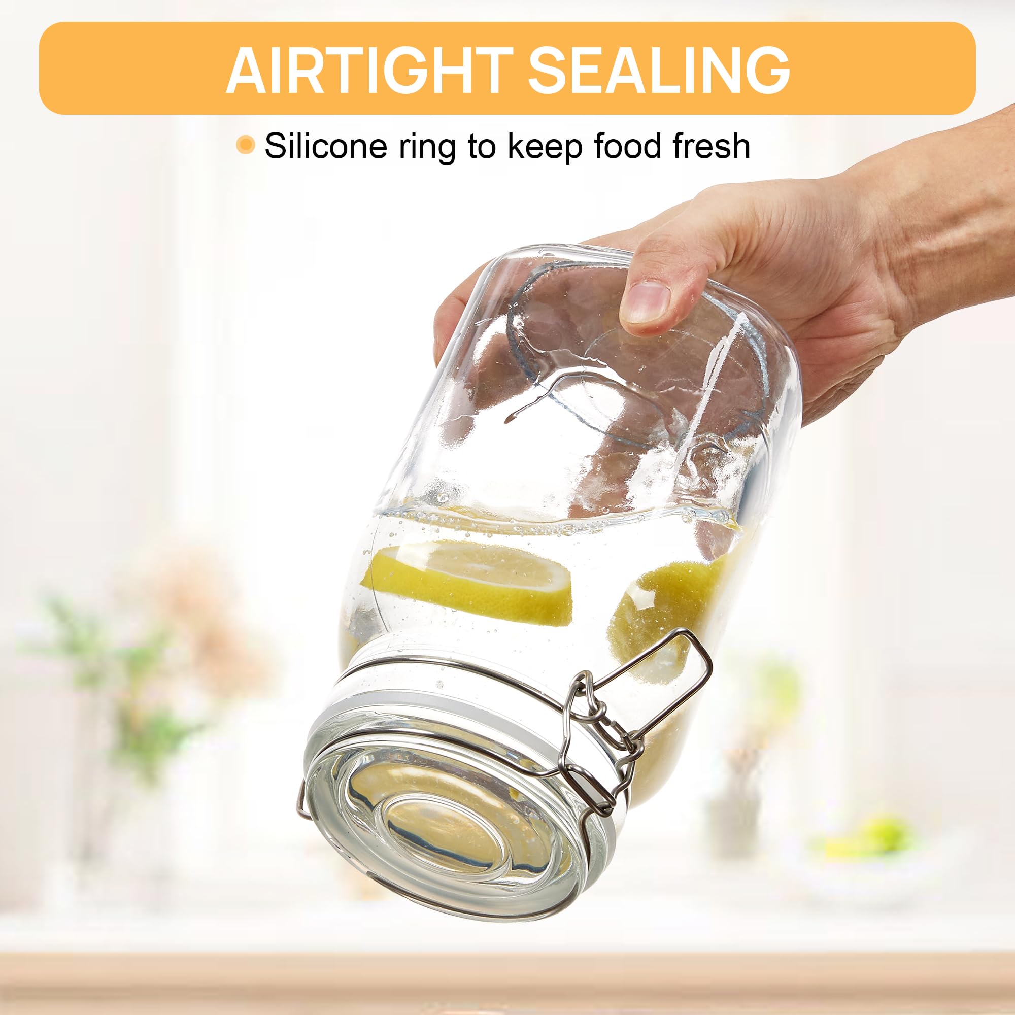 CHEFSTORY jars filled with pasta or flour for organized storage.