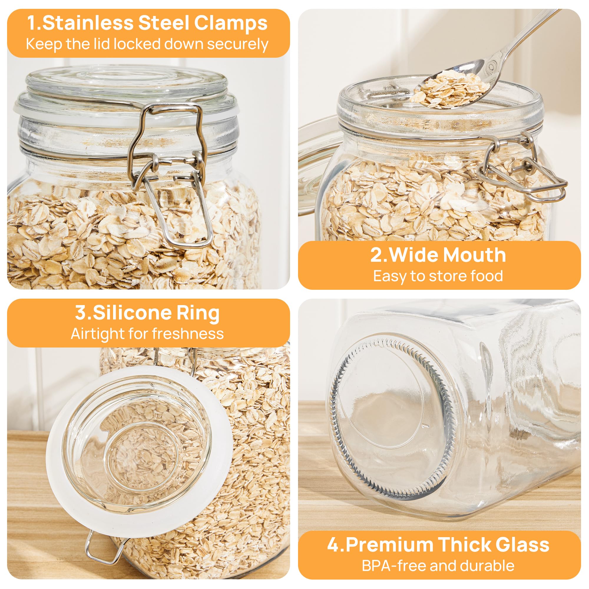 CHEFSTORY transparent jars let you see contents at a glance.