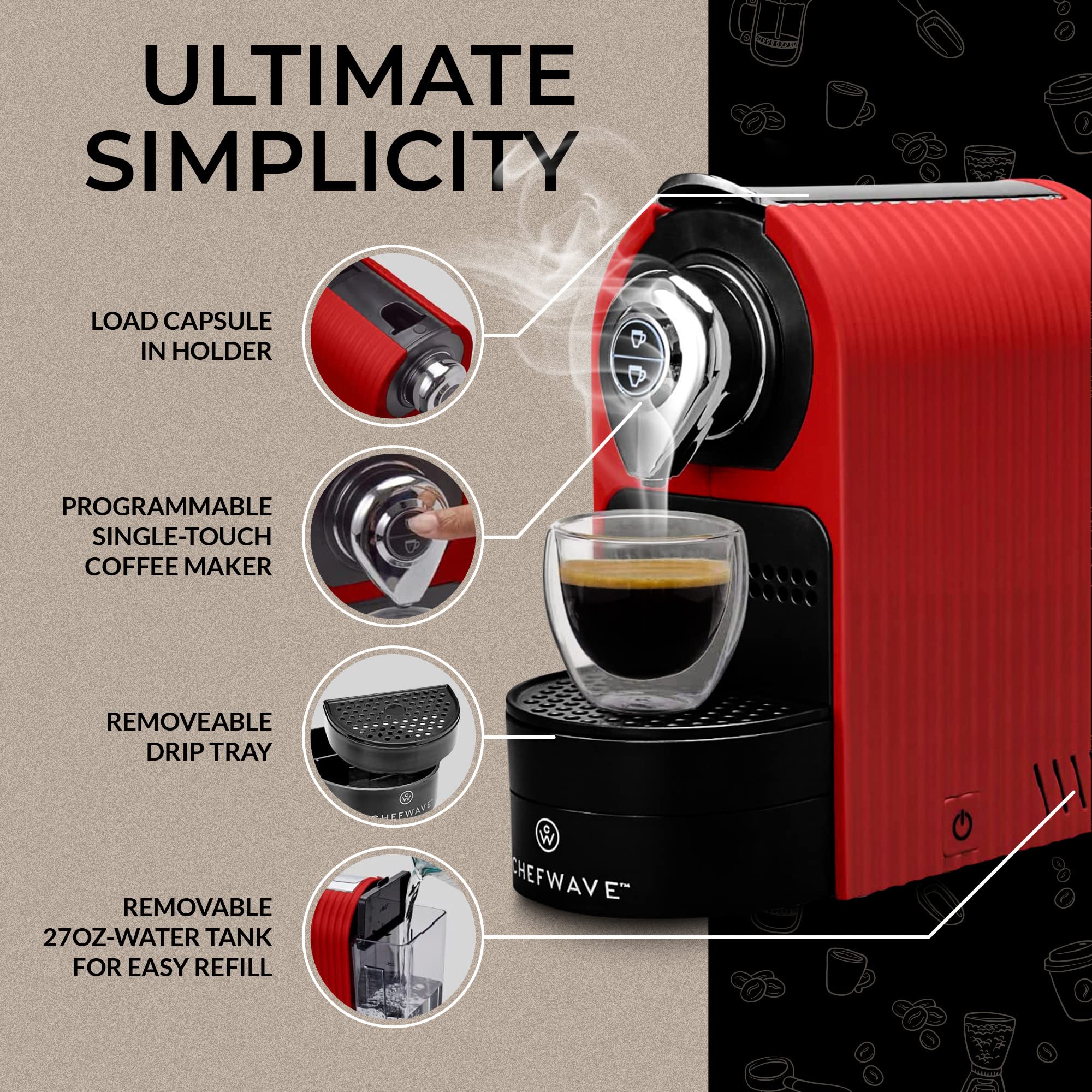ChefWave Espresso Machine stainless steel body shows durable daily use in modern kitchens.