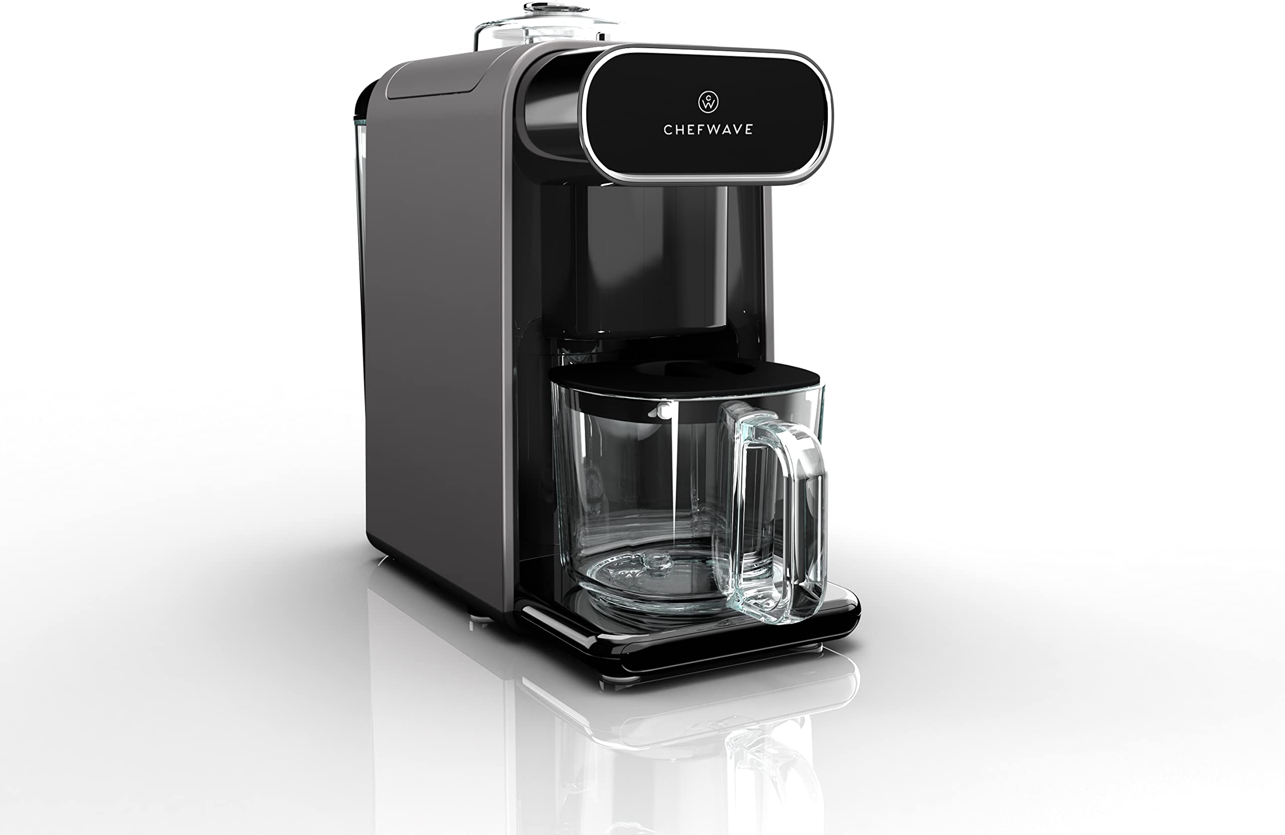 ChefWave Milkmade front view with sleek silver and black housing for compact kitchens.