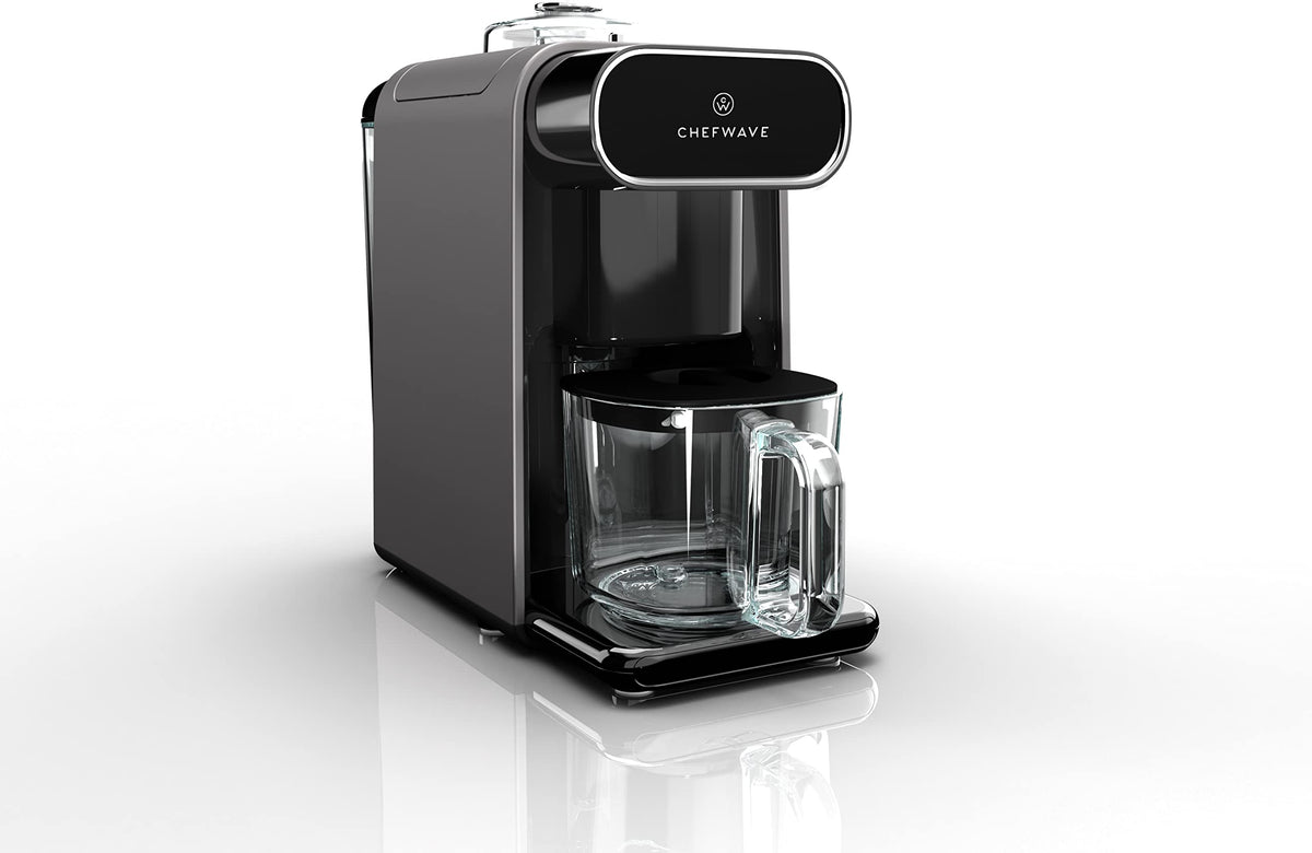 ChefWave Milkmade front view with sleek silver and black housing for compact kitchens.