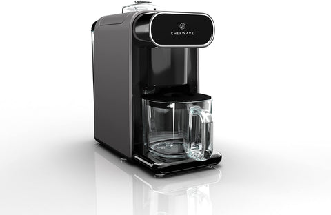 ChefWave Milkmade front view with sleek silver and black housing for compact kitchens.
